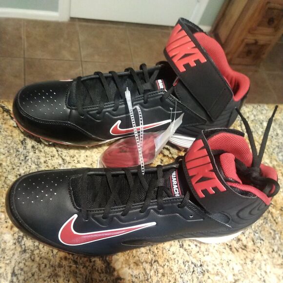 NEW Nike Huarache Strike Steel Baseball Cleats Black & Red 615965 061 Size 13 - Picture 4 of 12